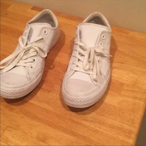 Gently Used White Leather Converse